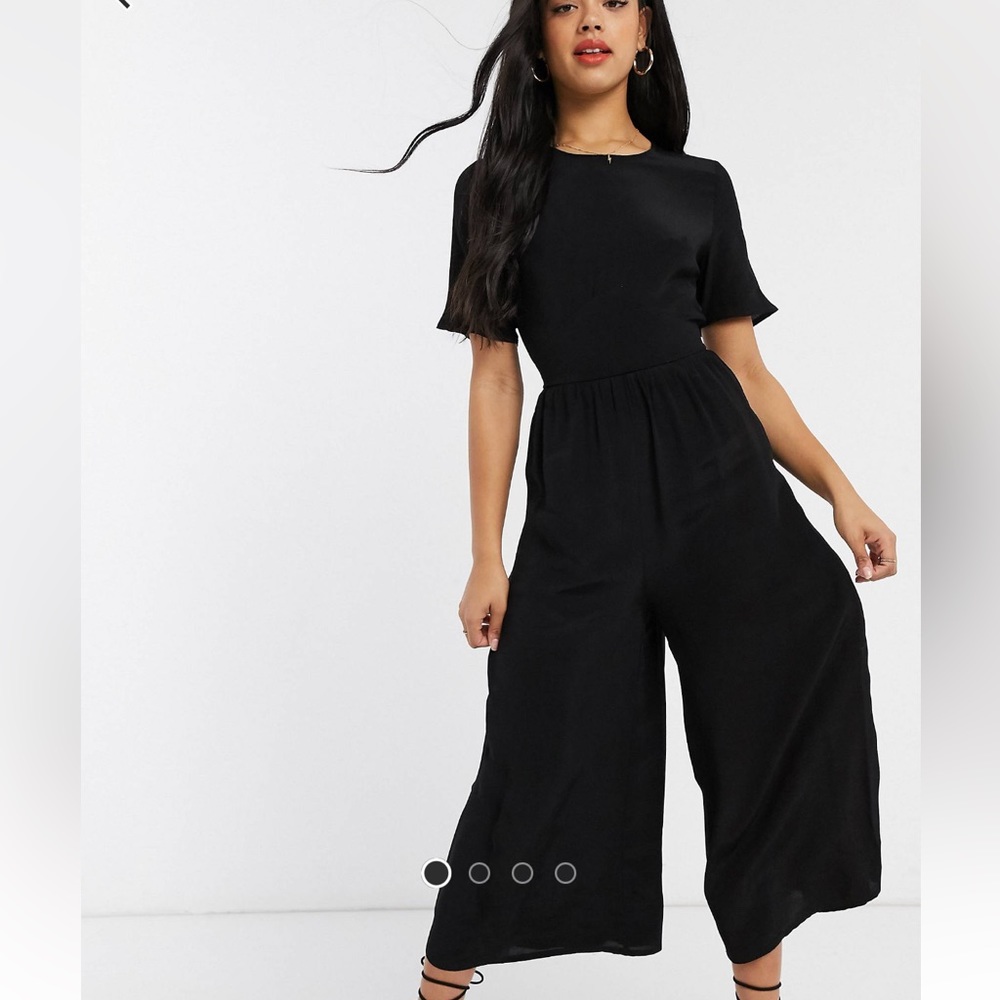 ASOS tea jumpsuit with button back detail in black